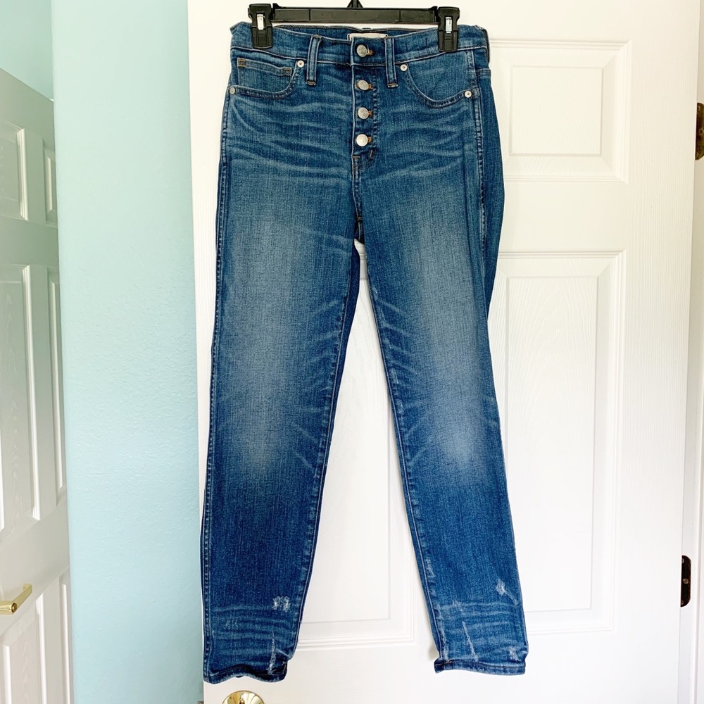 Madewell Button Fly Distressed Denim Ankle Jeans